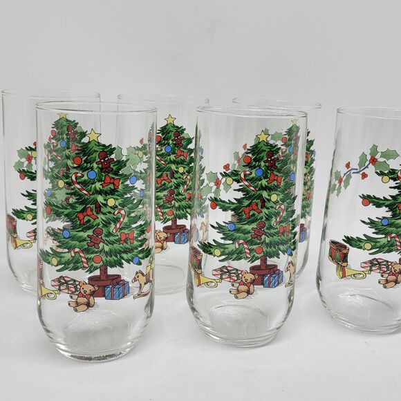 Spode Christmas Tree Glasses 5 7/8" Tall Set of 6 - Picture 8 of 8